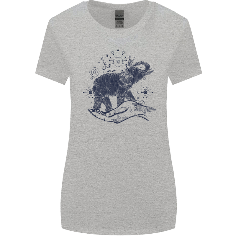 Sacral Style Elephant Meditation Tattoo Art Womens Wider Cut T-Shirt Sports Grey