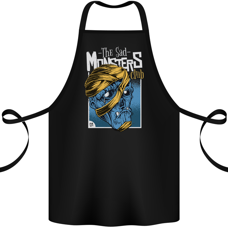 Sad Monster Club Zombie Halloween Cotton Apron 100% Organic Black