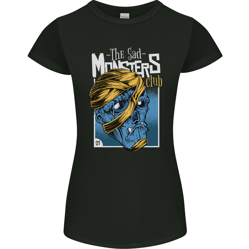 Sad Monster Club Zombie Halloween Womens Petite Cut T-Shirt Black