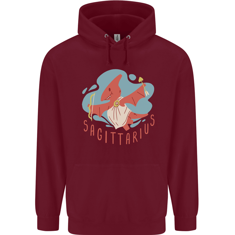 Sagittarius Dinosaur Pterosaurs Star Sign Childrens Kids Hoodie Maroon
