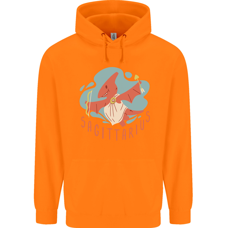 Sagittarius Dinosaur Pterosaurs Star Sign Childrens Kids Hoodie Orange