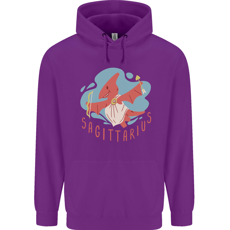 Sagittarius Dinosaur Pterosaurs Star Sign Childrens Kids Hoodie Purple