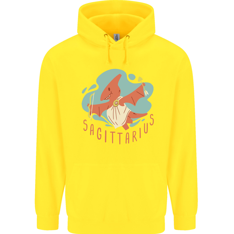 Sagittarius Dinosaur Pterosaurs Star Sign Childrens Kids Hoodie Yellow