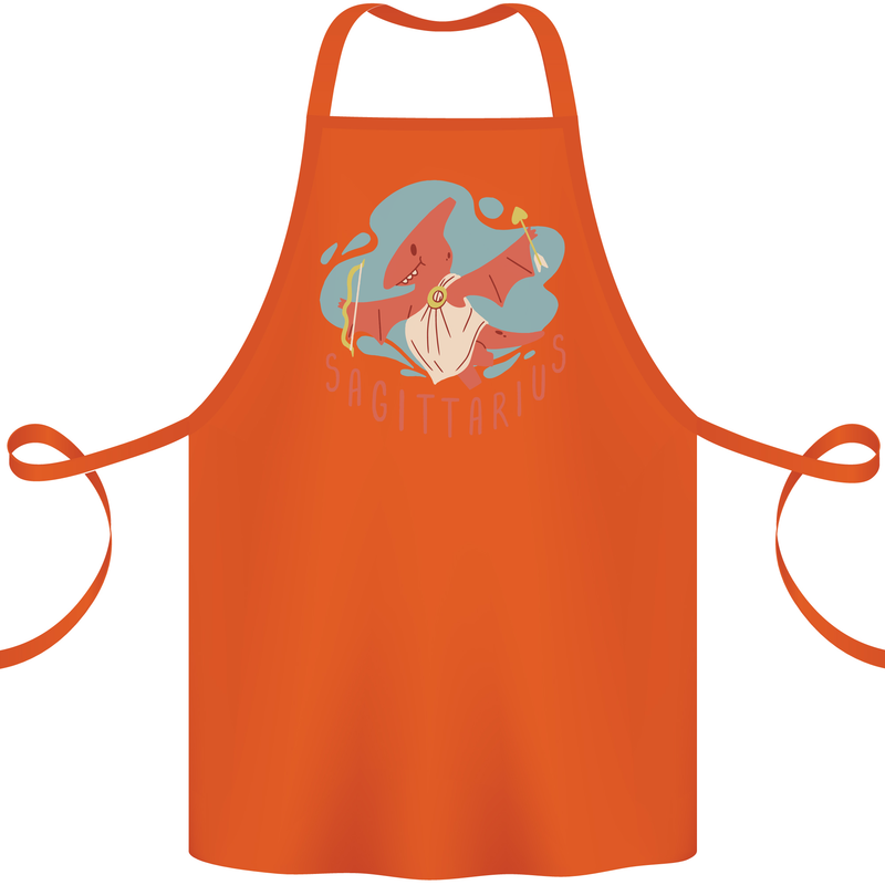 Sagittarius Dinosaur Pterosaurs Star Sign Cotton Apron 100% Organic Orange