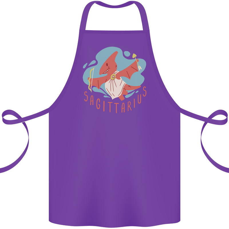 Sagittarius Dinosaur Pterosaurs Star Sign Cotton Apron 100% Organic Purple