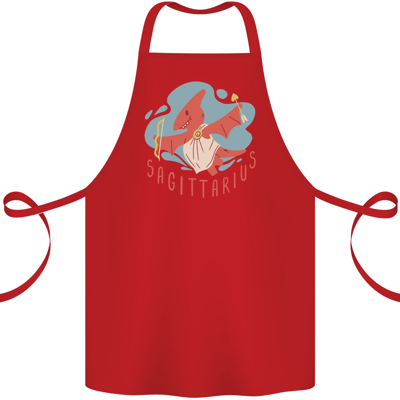 Sagittarius Dinosaur Pterosaurs Star Sign Cotton Apron 100% Organic Red