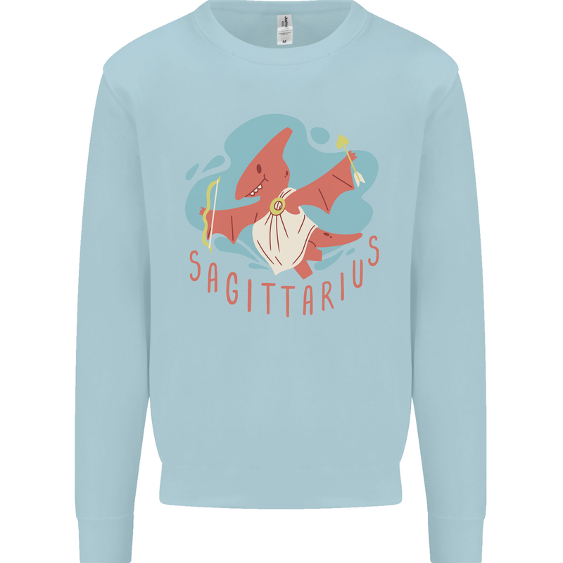 Sagittarius Dinosaur Pterosaurs Star Sign Kids Sweatshirt Jumper Light Blue