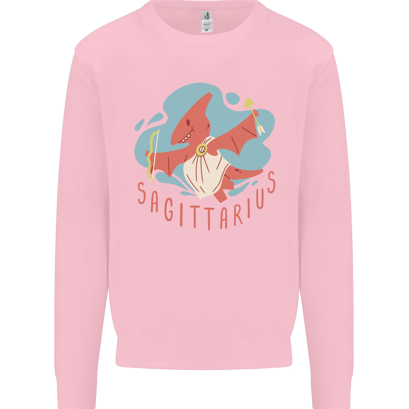 Sagittarius Dinosaur Pterosaurs Star Sign Kids Sweatshirt Jumper Light Pink