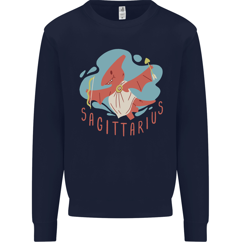Sagittarius Dinosaur Pterosaurs Star Sign Kids Sweatshirt Jumper Navy Blue