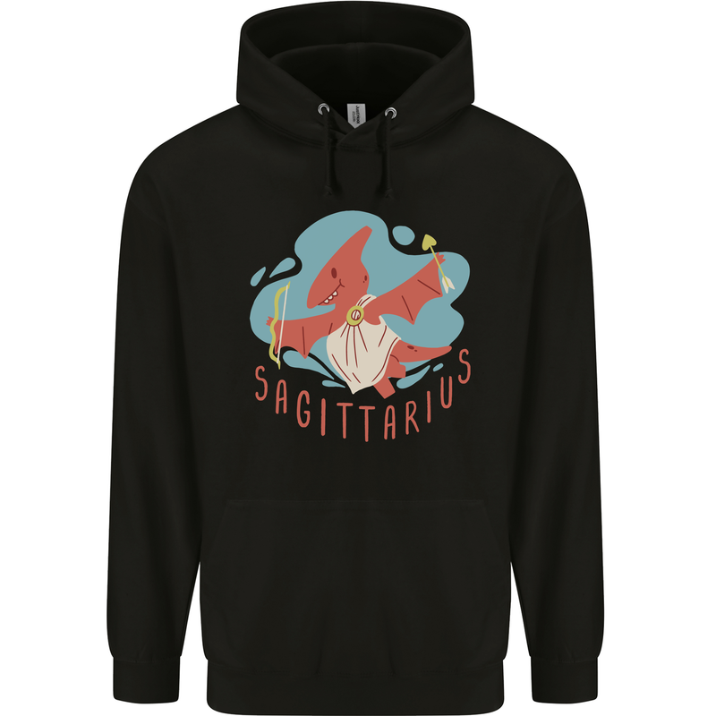 Sagittarius Dinosaur Pterosaurs Star Sign Mens 80% Cotton Hoodie Black