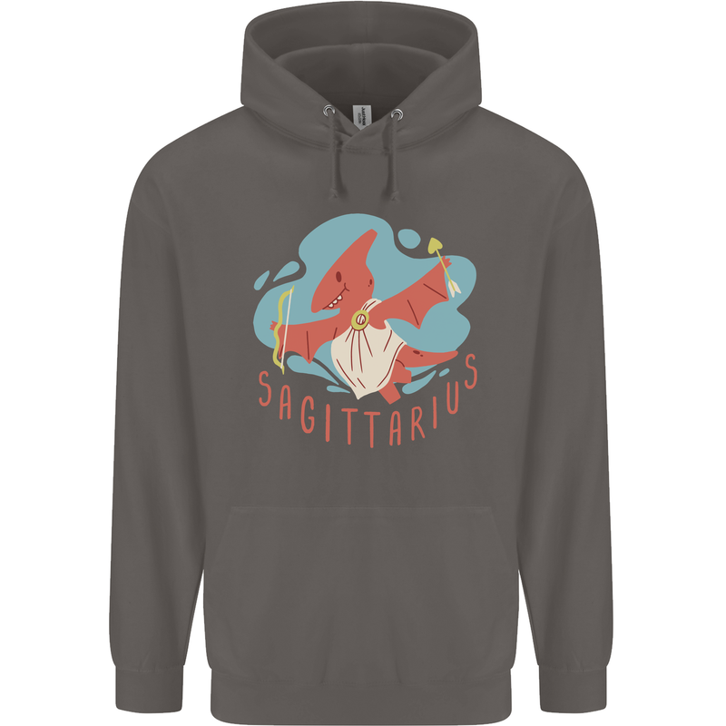 Sagittarius Dinosaur Pterosaurs Star Sign Mens 80% Cotton Hoodie Charcoal
