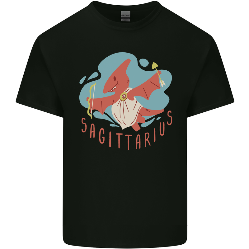 Sagittarius Dinosaur Pterosaurs Star Sign Mens Cotton T-Shirt Tee Top Black