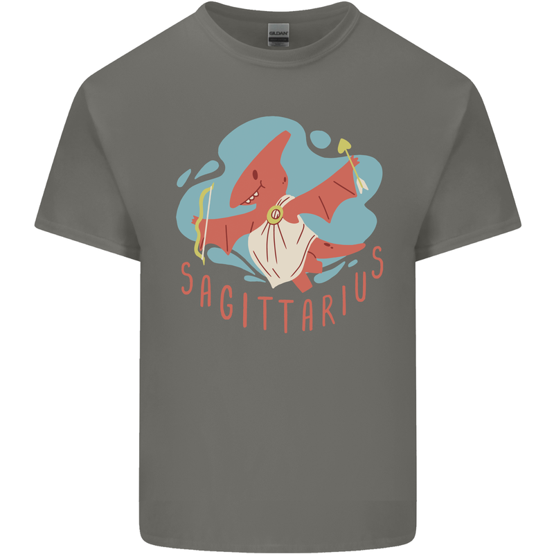 Sagittarius Dinosaur Pterosaurs Star Sign Mens Cotton T-Shirt Tee Top Charcoal