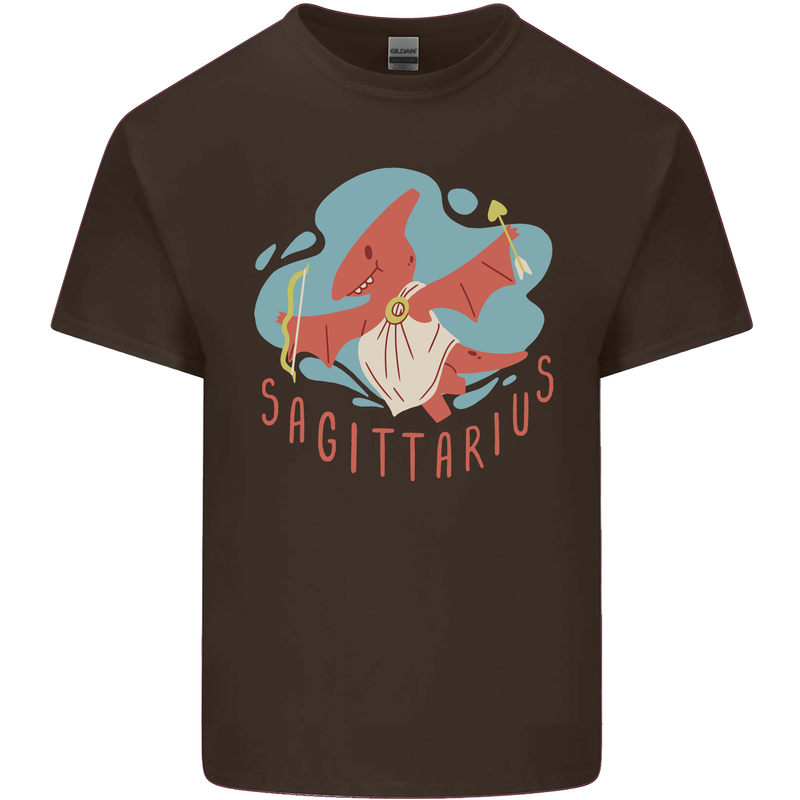 Sagittarius Dinosaur Pterosaurs Star Sign Mens Cotton T-Shirt Tee Top Dark Chocolate