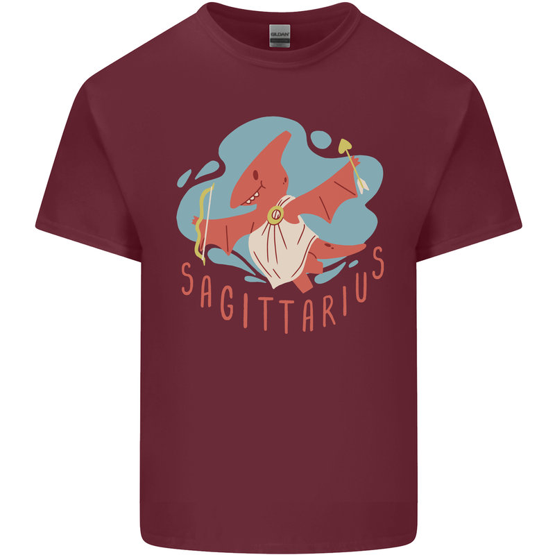 Sagittarius Dinosaur Pterosaurs Star Sign Mens Cotton T-Shirt Tee Top Maroon
