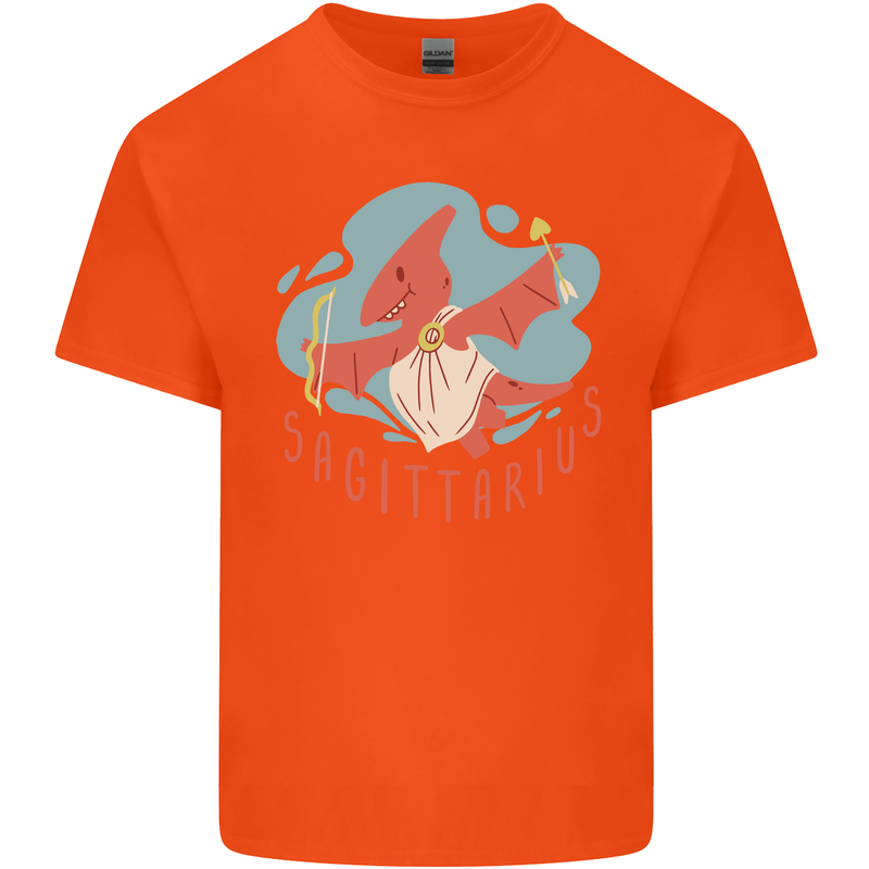 Sagittarius Dinosaur Pterosaurs Star Sign Mens Cotton T-Shirt Tee Top Orange