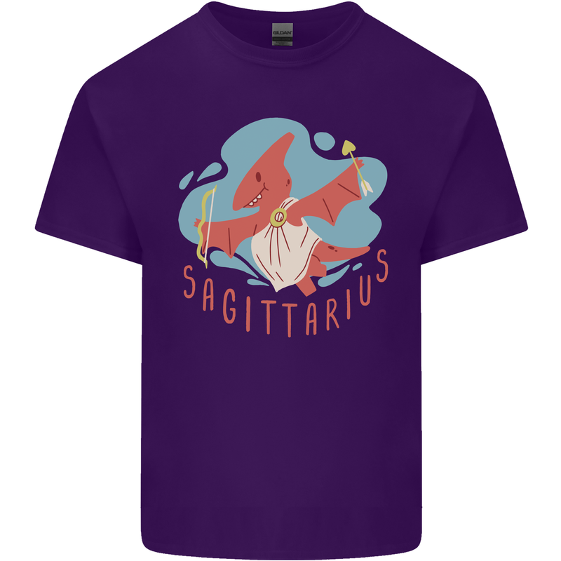 Sagittarius Dinosaur Pterosaurs Star Sign Mens Cotton T-Shirt Tee Top Purple