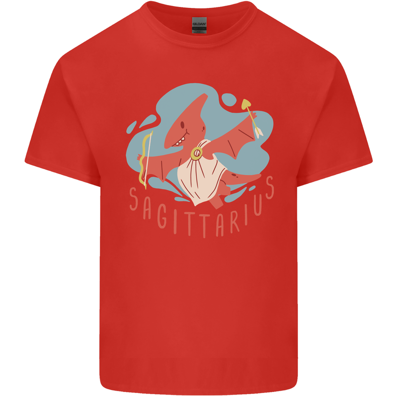 Sagittarius Dinosaur Pterosaurs Star Sign Mens Cotton T-Shirt Tee Top Red