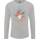 Sagittarius Dinosaur Pterosaurs Star Sign Mens Long Sleeve T-Shirt Sports Grey
