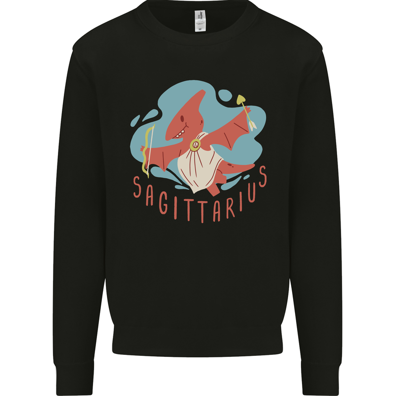 Sagittarius Dinosaur Pterosaurs Star Sign Mens Sweatshirt Jumper Black