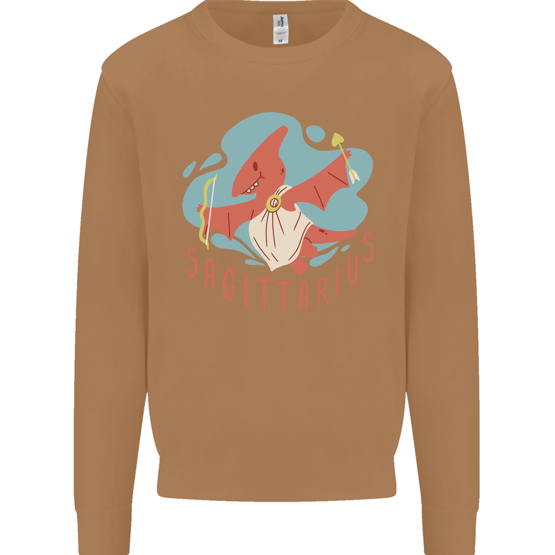 Sagittarius Dinosaur Pterosaurs Star Sign Mens Sweatshirt Jumper Caramel Latte