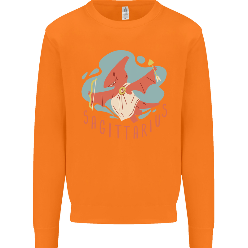 Sagittarius Dinosaur Pterosaurs Star Sign Mens Sweatshirt Jumper Orange
