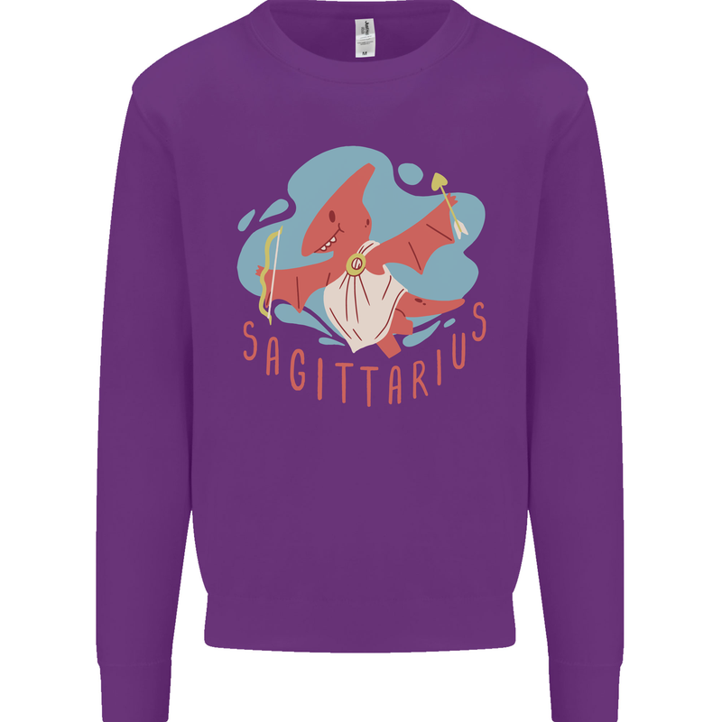 Sagittarius Dinosaur Pterosaurs Star Sign Mens Sweatshirt Jumper Purple