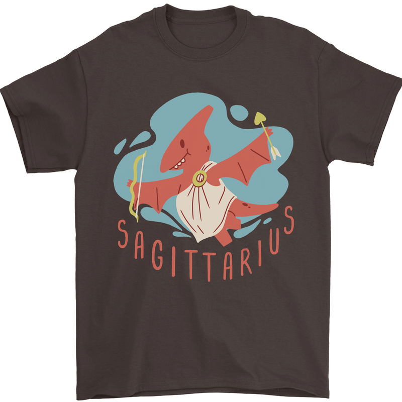 Sagittarius Dinosaur Pterosaurs Star Sign Mens T-Shirt 100% Cotton Dark Chocolate