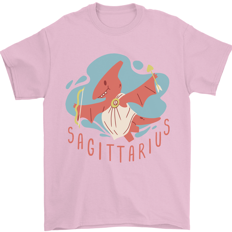 Sagittarius Dinosaur Pterosaurs Star Sign Mens T-Shirt 100% Cotton Light Pink