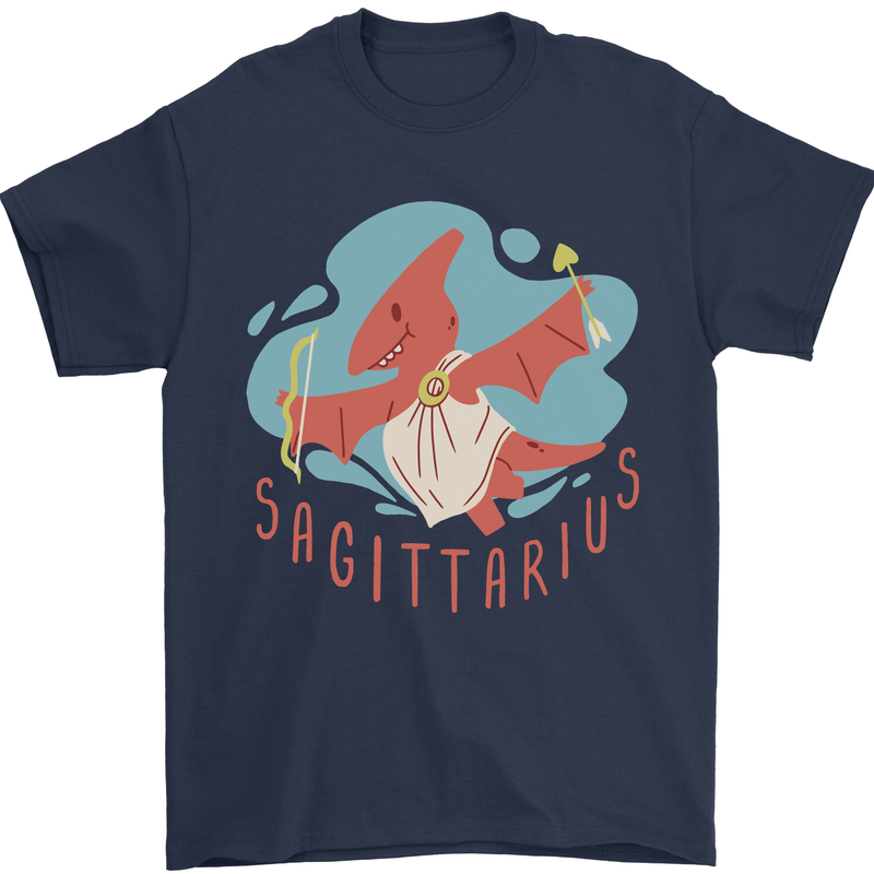Sagittarius Dinosaur Pterosaurs Star Sign Mens T-Shirt 100% Cotton Navy Blue