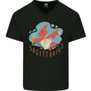 Sagittarius Dinosaur Pterosaurs Star Sign Mens V-Neck Cotton T-Shirt Black