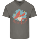 Sagittarius Dinosaur Pterosaurs Star Sign Mens V-Neck Cotton T-Shirt Charcoal