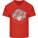 Sagittarius Dinosaur Pterosaurs Star Sign Mens V-Neck Cotton T-Shirt Red