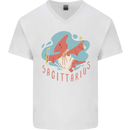 Sagittarius Dinosaur Pterosaurs Star Sign Mens V-Neck Cotton T-Shirt White