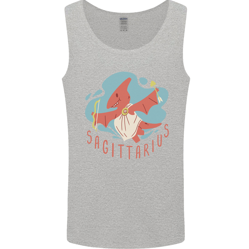 Sagittarius Dinosaur Pterosaurs Star Sign Mens Vest Tank Top Sports Grey