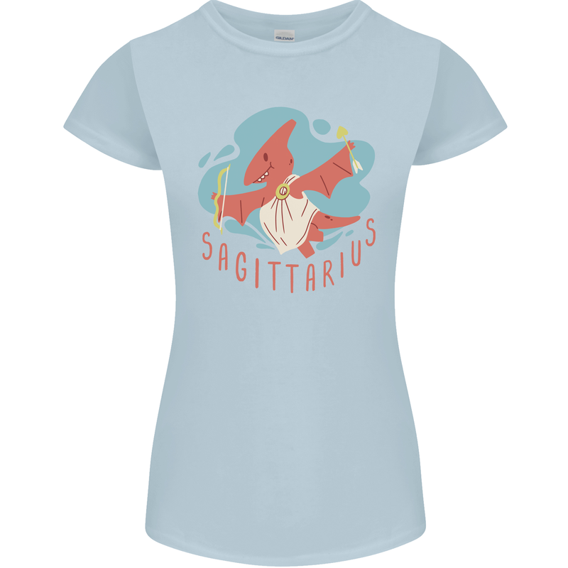Sagittarius Dinosaur Pterosaurs Star Sign Womens Petite Cut T-Shirt Light Blue