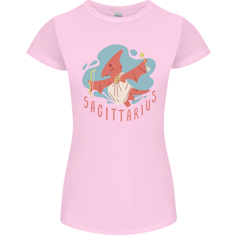Sagittarius Dinosaur Pterosaurs Star Sign Womens Petite Cut T-Shirt Light Pink