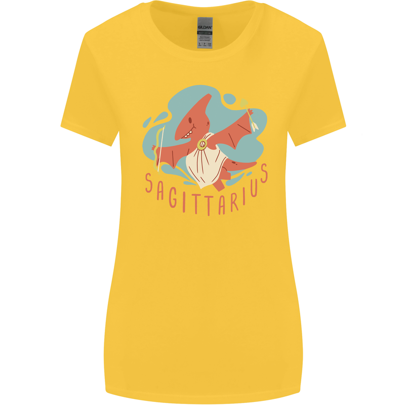 Sagittarius Dinosaur Pterosaurs Star Sign Womens Wider Cut T-Shirt Yellow