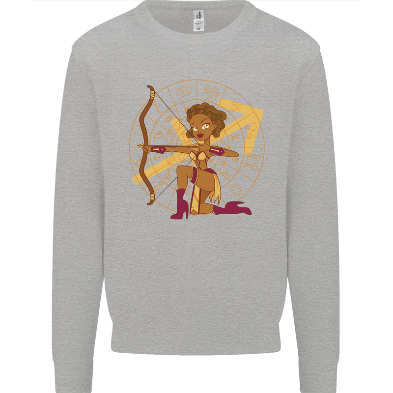 Sagittarius Female Archer Star Sign Kids Sweatshirt Jumper Sports Grey