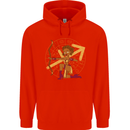 Sagittarius Female Archer Star Sign Mens 80% Cotton Hoodie Bright Red