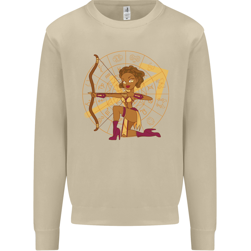Sagittarius Female Archer Star Sign Mens Sweatshirt Jumper Sand