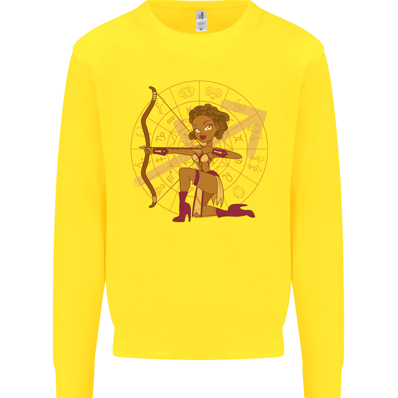 Sagittarius Female Archer Star Sign Mens Sweatshirt Jumper Yellow