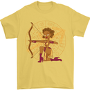 Sagittarius Female Archer Star Sign Mens T-Shirt 100% Cotton Yellow