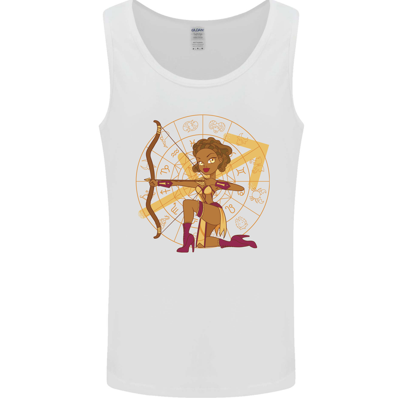Sagittarius Female Archer Star Sign Mens Vest Tank Top White