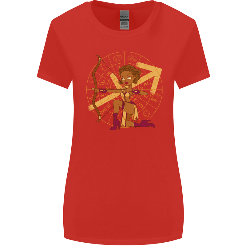 Sagittarius Female Archer Star Sign Womens Wider Cut T-Shirt Red