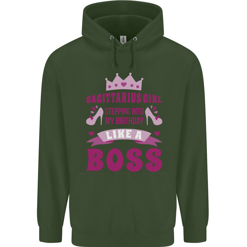 Sagittarius Girl Birthday 21st 30th 40th 50th Childrens Kids Hoodie Forest Green
