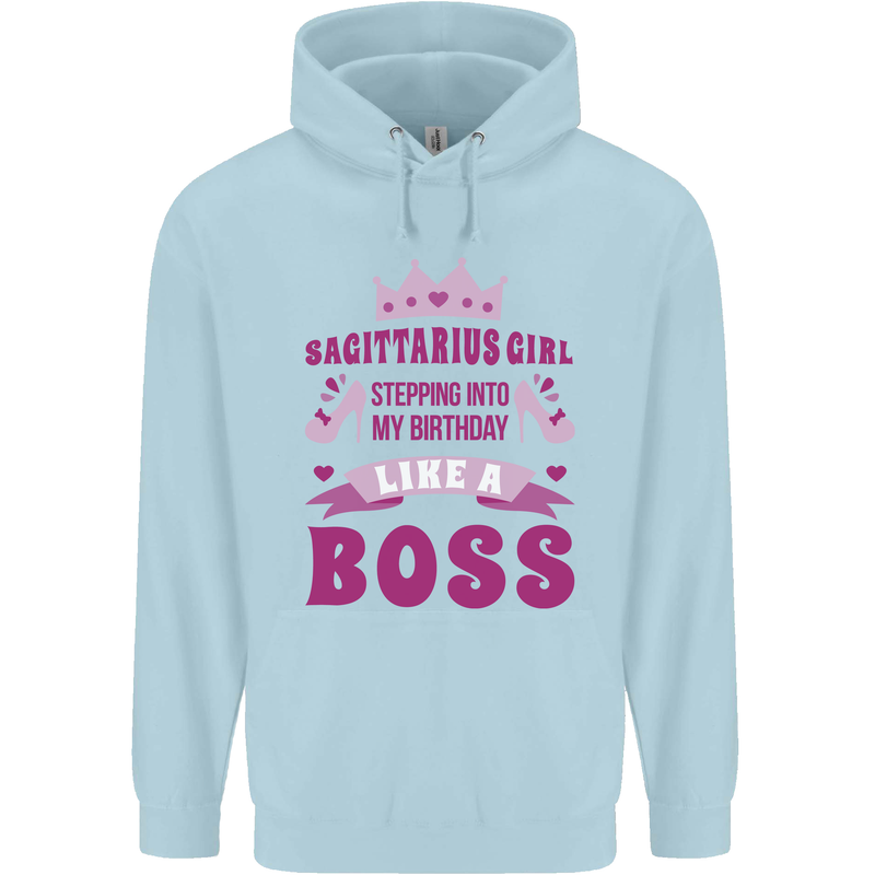 Sagittarius Girl Birthday 21st 30th 40th 50th Childrens Kids Hoodie Light Blue
