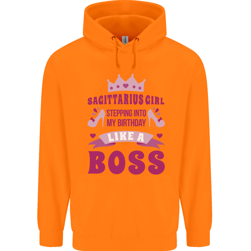Sagittarius Girl Birthday 21st 30th 40th 50th Childrens Kids Hoodie Orange