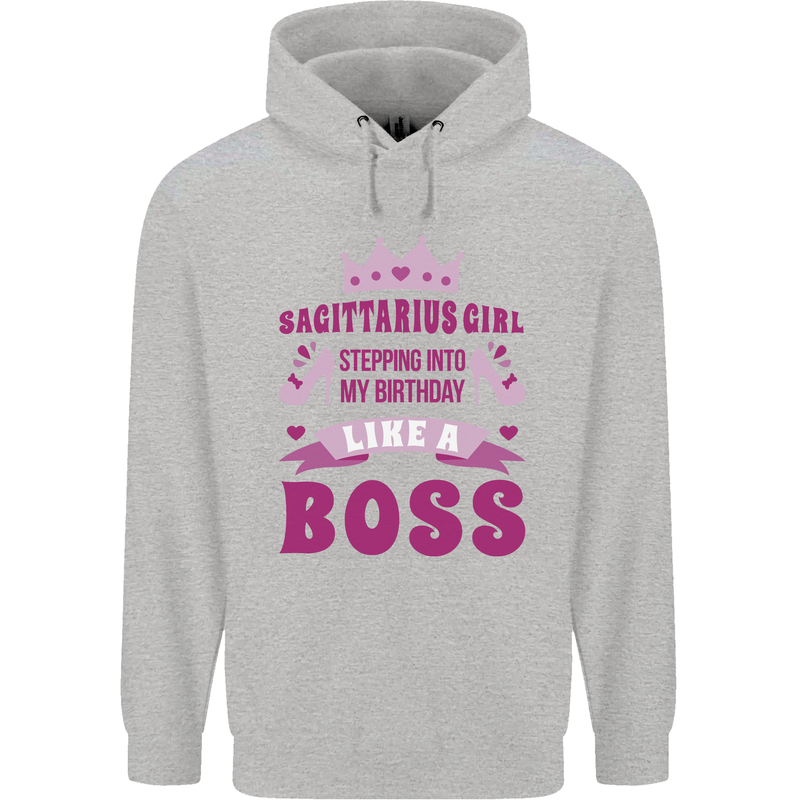 Sagittarius Girl Birthday 21st 30th 40th 50th Childrens Kids Hoodie Sports Grey