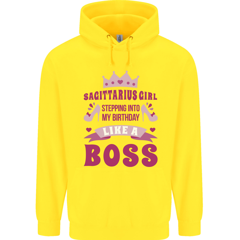 Sagittarius Girl Birthday 21st 30th 40th 50th Childrens Kids Hoodie Yellow